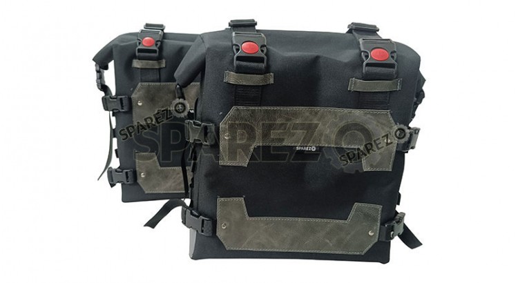 Fit For Royal Enfield New Himalayan 450 Canvas Black Pannier Bags - SPAREZO